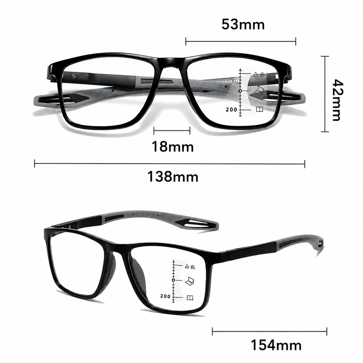 Lunette de lecture multifocales progressive, photogray et anti-lumière bleue